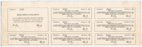 Budapest 1929. "Első Magyar Általános Biztosító Társaság" névre szóló részvénye 50P-ről, s...