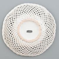 Népi mintás kerámia áttört fali tál, kopásnyomokkal, d: 25 cm