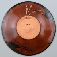 Szabó Mihály retró mázas kerámia fal tál, jelzett, kis kopásnyomokkal, d: 29 cm