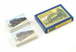 Gőzmozdonyok Magyarországon 2×55 lapos francia kártya mozdonyfotókkal, eredeti dobozában, jó állapotban