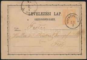 1873 2kr díjjegyes levelezőlap / PS-card GYERTYÁMOS