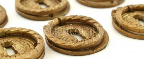 6 db réz fiókhúzó, d: 4,5 cm