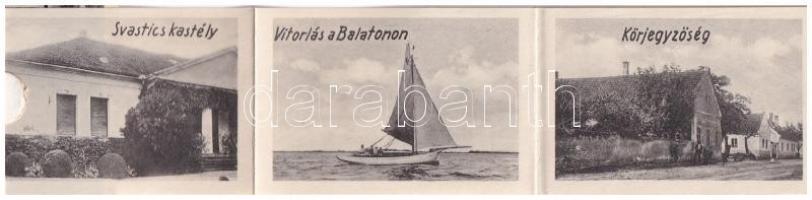 1934 Balatonederics, Római katolikus templom és népiskola. leporellólap, belül: Pátzay György kastél...