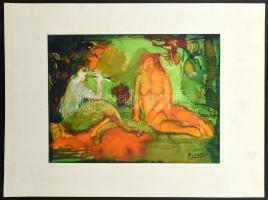 Picasso jelzéssel: Alakok. Akvarell, papír, paszpartuban, 23x31 cm