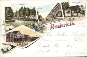 Fredericia with railway-station Litho