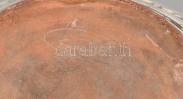 Gádor István (1891-1984): Art deco váza. Korongozott kerámia, barna alapmázzal borítva, fehér írókáz...