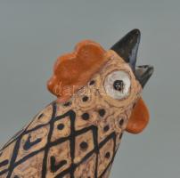 Simó Ágoston (1925-2011): Kakas formájú váza. Színesen festett kerámia, jelzett: Simó Hungary. Csőré...