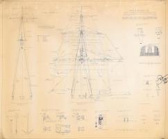 1964 A Prince of Neuchatel hajó tervrajzai. 3 db nagy méretű tervlap 60x80 cm