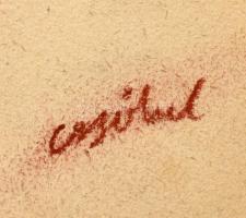 Czóbel jelzéssel: Akt. Kréta, papír, lap széle kissé sérült, 43x30 cm