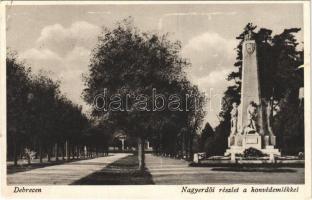 1932 Debrecen, Nagyerdői részlet a honvéd emlékkel, hősök szobra (Rb)