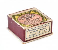 cca 1920 Jó Pásztor gyógyszertár papír gyógyszeres dobozka. 3,5x3,5 cm