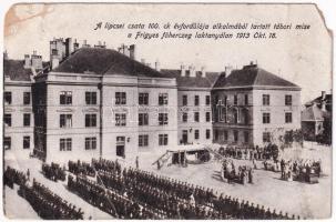 Győr, a lipcsei csata 100. évfordulója alkalmából tartott tábori mise a Frigyes főherceg laktanyában 1913. október 18-án, K.u.K. katonák (b)