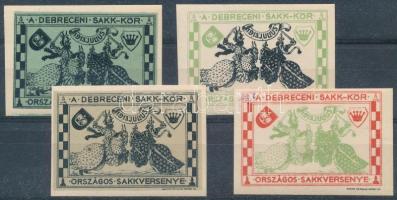 1913 A debreceni sakk kör országos sakkversenye 4 klf levélzáró / 4 chess labels