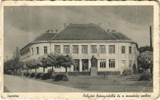 1943 Szentes, Polgári leányiskola és a munkás szobor (lyukak / pinholes)