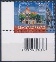 2018 Bélyegnap 120Ft bal ívsarki vonalkódos bélyeg, A Magyar Posta Zrt. köszönti a MABÉOSZ tagjait! hátoldali felirattal / Mi 5979 corner stamp with bar code, present of the post