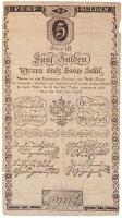 1806. 5G Bécsi városi bankócédula vízjeles papíron T:III-,IV / Habsburg Monarchy 1806. 5 Gulden Wiener-Stadt Banco-Zettel with watermark C:VG,G Adamo G39