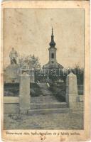 1942 Dévaványa, Római katolikus templom, Hősök szobra, emlékmű. Farkas Gyula kiadása (vágott / cut)