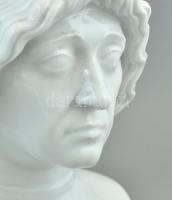 Herendi fehér mázas porcelán Mátyás király - Matthias Rex büszt, jelzett, hibátlan, m: 20,5 cm