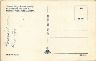 1950 Tátra, Magas-Tátra, Vysoké Tatry; Kő-pataki-tó, Encián szálloda, sífelvonó állomás a Lomnici-cs...