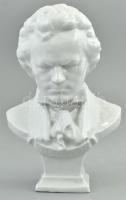 Kőbányai porcelán Beethoven mellszobor, fehér mázas, jelzett, hibátlan. 14 cm