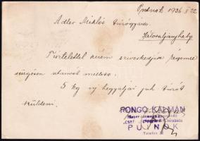 1936 Pongó Kálmán kereskedő, "Rex" benzinkút, burgonya nagykereskedő, Weiss Manfréd Rt. le...