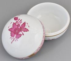 Herendi Apponyi purpur mintás bonbonier. Kézzel festett, jelzett, minimális kopással, d: 11,5 cm