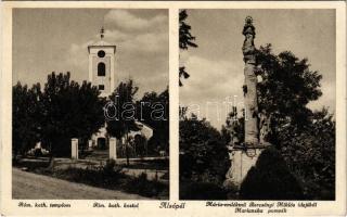 1942 Alsópél, Dolny Pial; Római katolikus templom, Mária emlékmű Bercsényi Miklós idejéből / Catholic church, statue