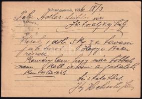 1936 Balassagyarmat, Heksch Samu áru- és kereskedelmi ügynöksége céges levelezőlap
