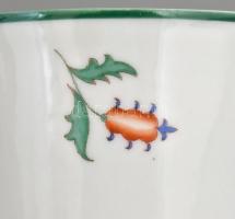 Herendi népies virágmintás tojáshéj porcelán kaspó. Kézzel festett, jelzett (koronás jelzés), apró k...