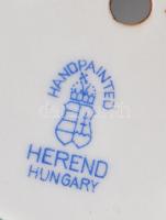 Herendi népies virágmintás tojáshéj porcelán kaspó. Kézzel festett, jelzett (koronás jelzés), apró k...