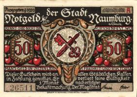 Német Birodalom/Weimari Köztársaság/ Naumburg 1920. 50Pf(12x) 12klf db,teljes sor T:I