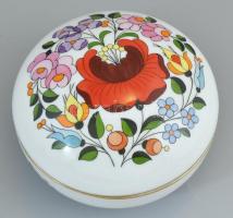 Kalocsai porcelán bonbonniere. Kézzel festett, jelzett, hibátlan. d: 12 cm