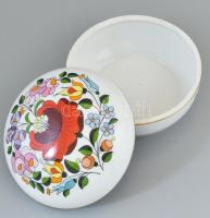 Kalocsai porcelán bonbonniere. Kézzel festett, jelzett, hibátlan. d: 12 cm