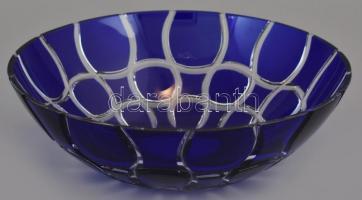 Kék ajka kristály nagy méretű kínáló tál. Hibátlan d: 26 cm