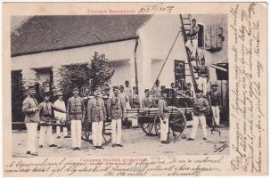 1903 Battonya, Önkéntes tűzoltók gyakorlata