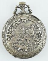 8 napos vadász Doxa. Fém tokos zsebóra, sérült számlappal, működő szerkezettel, másodpercmutató nélk...