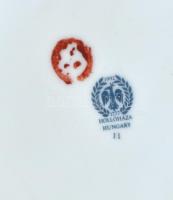 Hollóházi rózsás bonbonier, matricás, jelzett, kopott, m: 14 cm d: 17 cm