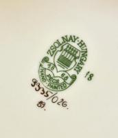 Zsolnay virágmintás porcelán vázácska és pillangómintás tálka, kézzel festett, jelzett, hibátlan, m:...