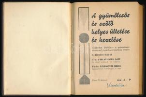 LEplattenier Imre: A gyümölcsös és szőlő helyes ültetése és kezelése. Székesfehérvár,(1938),Gyurkovits Ferenc,(Minerva-ny.) Átkötött félvászon-kötés.