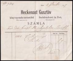 1867 Pest, Heckenast Gusztáv könyvnyomdai intézetének fejléces számlája