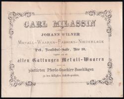 1873 Carl Milassin Metall-Waaren-Fabriks-Niederlage fejléces számla