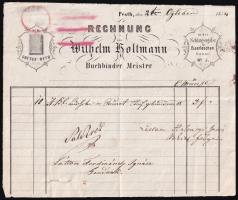1854 Pest, Wilhelm Holtmann könyvkötőmester fejléces számlája