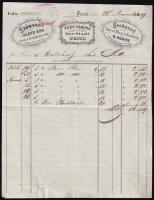 1849 Pest, Számodás Glatz Ede fűszerkereskedésének fejléces számlája