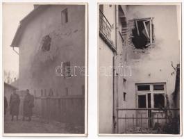 1941 Munkács, Mukacheve, Mukacevo; Szovjet légitámadás utáni romok. Arany és ezüst éremmel kitüntetv...