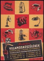 1949 Háztartási villamoskészülékek használata emeli a dolgozók életszínvonalát, Vill-Rad kisplakát, Bp., Offset-nyomda, 24x17 cm