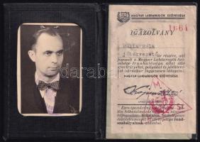 cca 1940 Magyar Labdarúgók Szövetsége fényképes igazolvány
