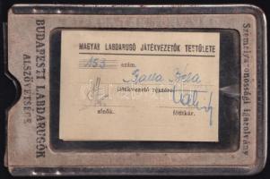 1950 Magyar Labdarúgó Játékvezetők Testülete igazolvány a Budapesti Labdarúgók Alszövetsége tokjában