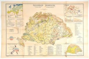 1927 Magyarország gazdaságföldrajzi térképe, készítette: Dr. Fodor Ferenc, kiadja: Magyar Földrajzi Intézet Rt., szakadással, 64×96 cm