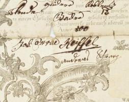 1800 Heidelberg, gazdagon díszített, illusztrált céhlevél koblentzi mester részére, szárazpecséttel,...