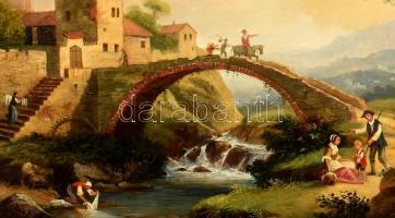 Jelzés nélkül: Város szélén. Olaj, fa. Dekoratív fa keretben. 50x60 cm